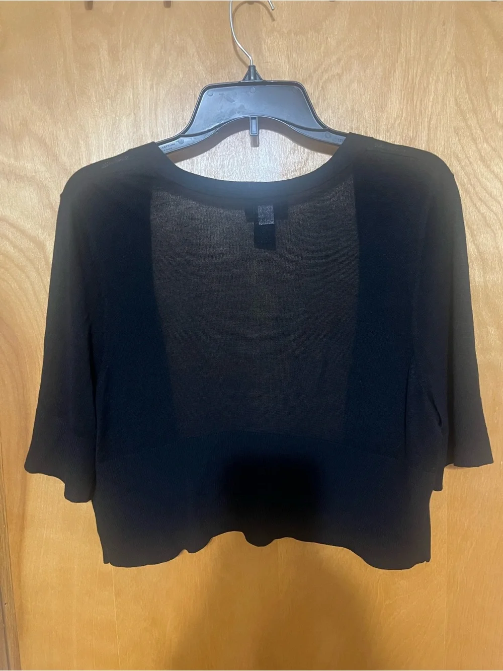Lane Bryant Lightweight Short Sleeve Shrug Black OpenFront Womens Cardigan 14/16